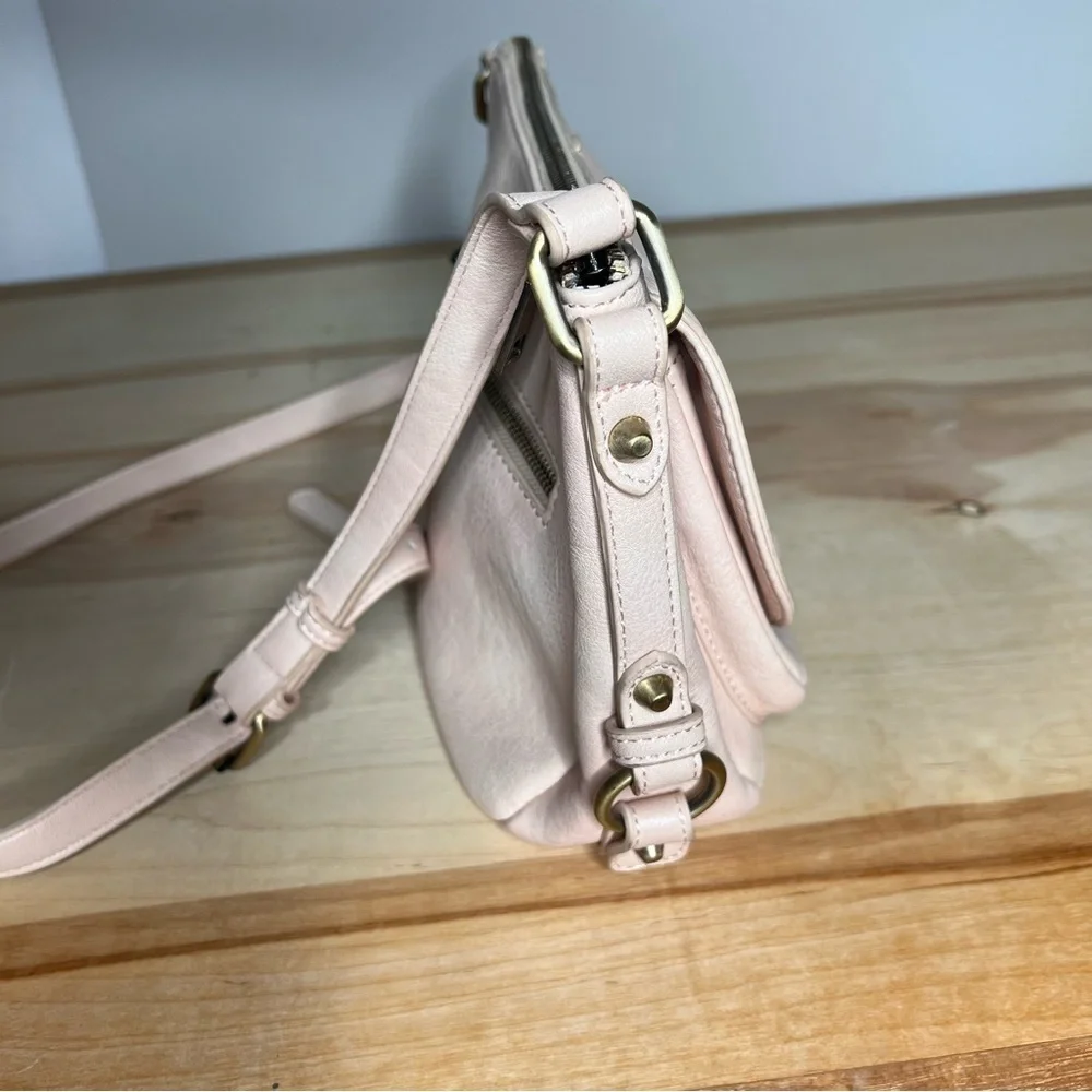 Anthropologie Delancey Crossbody Bag Vegan Leather Soft Pink Purse Chic Classic - Picture 8 of 9